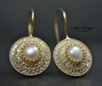 925 Silber Echte Perlen Ohrringe - Zirkonia - 14k Gold - Brautschmuck - Perlenschmuck set Schmucksets für Hochzeiten - Handmade Geschenkidee